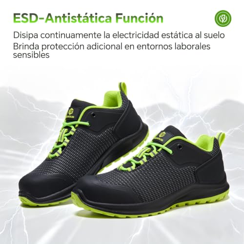 ISOOUS Zapatos de Seguridad Hombre Mujer Calzado Trabajo S3 ESD Impermeable