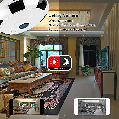WiFi IP Camera 360 Degree Camera Surveillance Home Security Wireless Camera 1080p Full HD Wide Lens, Night Vision 2 Way Audio for Home/Office/Nanny/Pet/Baby Monitor Cam with iOS, Android App - Thumbnail 2