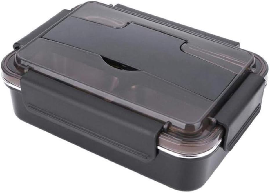 EDCV Stainless Steel Bento Box for Food Container Round Shape Leakproof Food Container Portable Lunch Box,Black