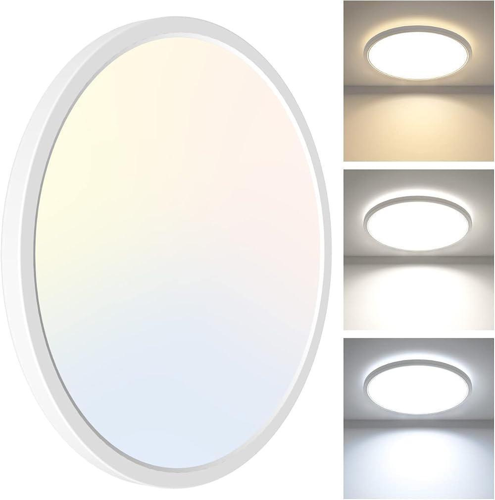 zemty 24W LED Ceiling Light 2100LM 3 Color Temp 3000K 4500K 6000K Round
