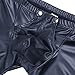 CHICTRY Men's Black Leather Underwear Tight Boxer Briefs Wetlook Swim Shorts with Buckled Pouch X-Large
