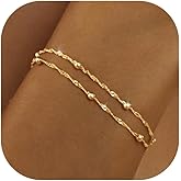 KOHOTA Valentines Day Gifts Silver Gold Bracelets for Women Trendy 14K Gold Plated Bracelet for Women Non Tarnish Dainty Stackable Heart Pearl Knot Beaded Bracelets Stack Set Charm Mothers Day Jewelry