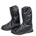 Waterproof Springtime Summer Rainstorm Rainy Day Rainsuit Raingear Motorcycle Road Bike Cruiser Chopper Driving Biker Gear Boot Shoe Cover with Side Zipper Black Adult Mens US 10-11 (Euro 44-45)