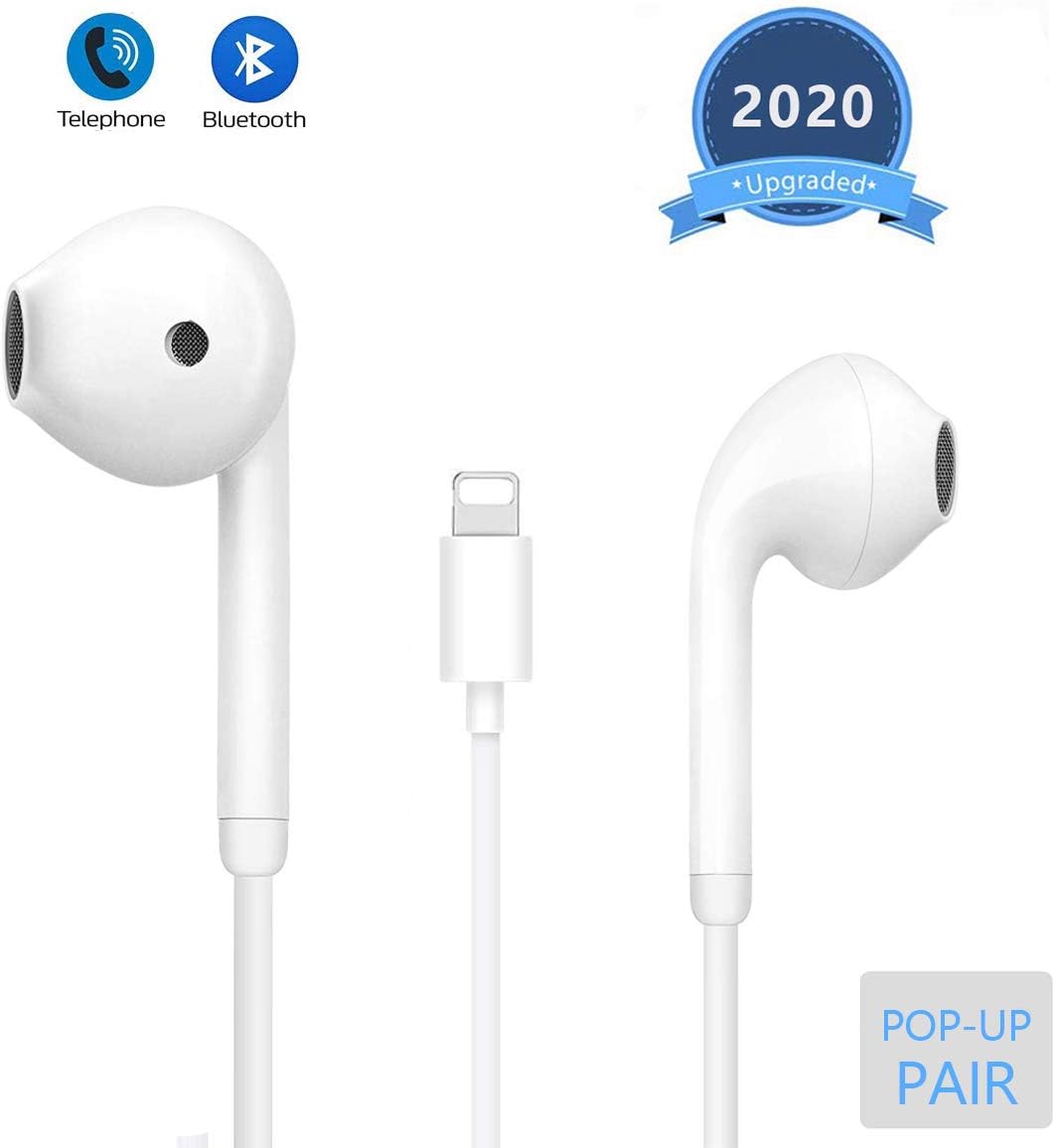 for iPhone Earphones/Headphones, Pop-up Pair Earbuds Headphones Noise Isolating Headset Support Call Volume Control Compatible with iPhone 7/7 Plus/8/8 Plus/X 10/XS Max/XR for iOS 12