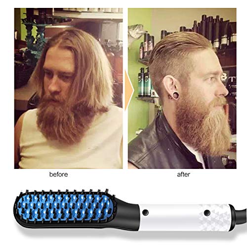 Quick Beard Straightener Brush, Electric Hair Straightening Comb Styling Comb Hair Straightener Heat Brush Magic Massage Comb Electric Hair Tool for Men