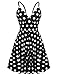 Meaneor Women Plunge V-Neck Backless Polka Dotl Skater Dress Spaghetti Strap Sundress