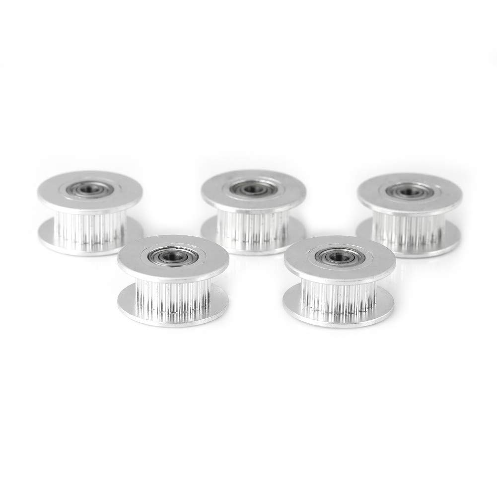 Walfront 3D Printer Timing Pulley Set, Aluminium 2GT Pulleys, 3mm/5mm Bore Wheel, 16/20 Teeth or Toothless for 6mm/10mm Belts, W6mm, 20T, Bore 3, Toothed, Pack of 5