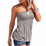 Imagine Women's Holiday Floral Print Strapless Pleated Tube Top Shirt Blouse Tanks Camis