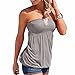 Imagine Women's Holiday Floral Print Strapless Pleated Tube Top Shirt Blouse Tanks Camis