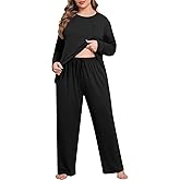 Lastshe Womens Plus Size Pajamas Set 2 Piece Long Sleeve Sleepwear Top Pants Super Soft Printed Lounge Sets Pjs with Pockets