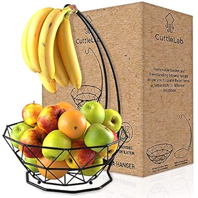 Buy Fruit Basket With Banana Hanger Black 1 Tier Fruit Bowl With Banana Holder Fruit Bowl For Kitchen Counter Used As Bread Basket Vegetable Basket Fruit Stand Or Egg Holder With Banana Tree