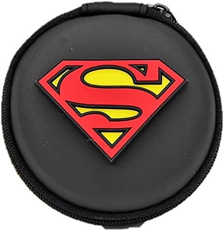 ShoppingCardio Style Black PVC Material Superman Durable Carry Case Storage Headphone Also for Pen Drives Memory Cards and Small Utilities