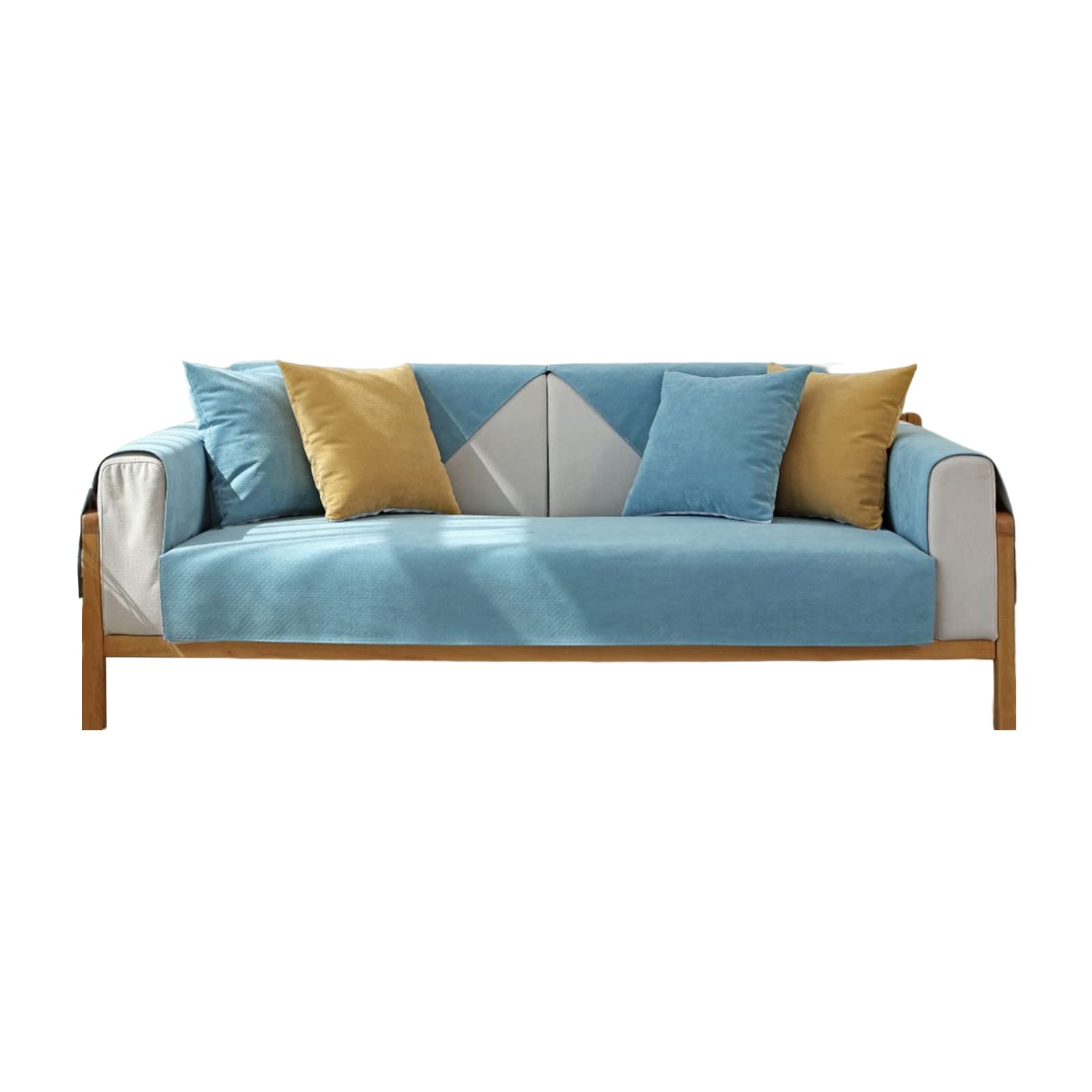 VanderHOME Solid Colour Sofa Protector 1/2/3/4 Seater Waterproof Non-slip Furniture Protector for Dogs 90 * 180cm-light blue-seat cover