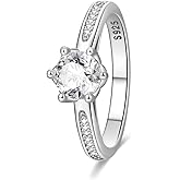 HUIPOJUE 925 Sterling Silver Engagement Rings with Cubic Zirconia Engagement and Promise Eternity Ring for Women Size 7-9