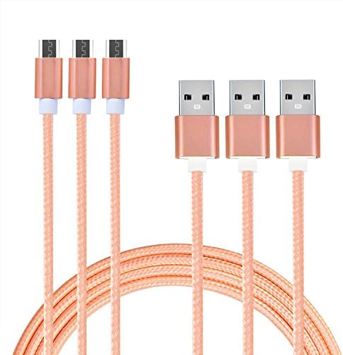 Durable Micro USB 2.0 Cable Short, 3 Feet 3 Pack Nylon Charger Cables for Android Phone / MP3 / Camera & More