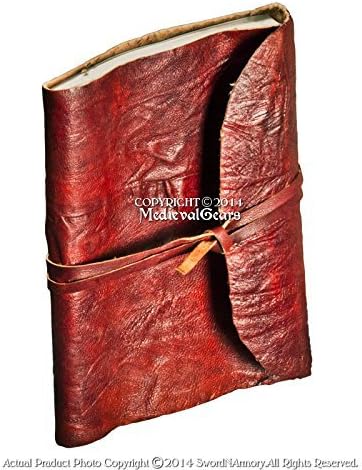 Handmade Red Genuine Leather Journal Cruse Style Medieval Renassiance Diary by Medieval Gear
