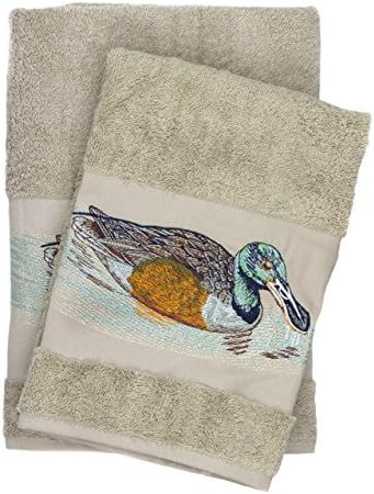 Ebru Duck Embroidered Luxury Bath and Hand Towel 100% Cotton Bathroom Set & Gift