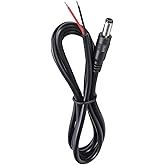 EAHOSUCC Single Long 1M/3.3FT 18AWG DC Power 5.5mm x 2.1mm Barrel Male Plug Connector to Pigtail Cable, 7A DC 5521 Extension Open End Cord for Surveillance Camera Cables,LED Strip Light