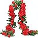 PARTY JOY 2Pcs Flower Garland Fake Rose Vine Artificial Flowers Hanging Rose Ivy Hanging Baskets Wedding Arch Garden Background Decor