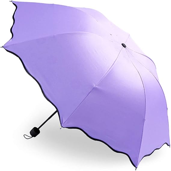 Amazon Co Jp Waiwaigoods 浮き出る 花柄 折りたたみ 傘 日傘 雨傘 兼用 軽量 コンパクト ８本骨 大きめサイズ ｕｖカット シンプル デザイン パープル 服 ファッション小物
