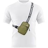 Peicees Mini Crossbody Sling Bag Chest Bag Dual Pocket Water Resistant Fanny Pack Running Phone Holder for Men Women Workout Travel, Army Green
