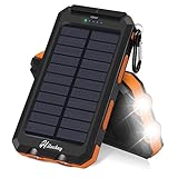 Solar Charger, Hiluckey Solar Power Bank 10000mAh Waterproof/Shockproof Portable External Battery Pack with Dual USB for Camping, Travelling and other Outdoor Activities