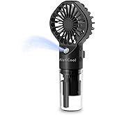 MistiCool Handheld Misting Fan, 2 in1 Spray Fan, Mini Fan with USBC Rechargeable Battery Operated and 4 Adjustable Speed [4-12 Working Hours] (Black)