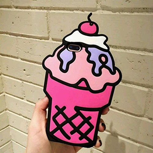 [REDshield] Apple iPhone 8/7/6S/6 Plus 3D Silicone Case, [Hot Pink Ice Cream Cone] Flexible Anti-shock Silicone Protective Skin Case Cover - Thumbnail 4