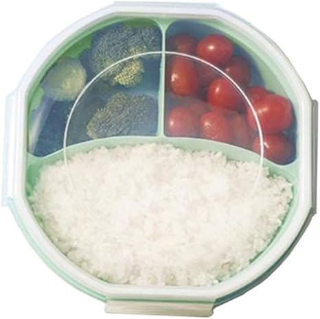 Amazon えみり 弁当箱 円型 3仕切り 弁当ケース 2点セット キッチン用品 ランチボックス 保存容器 大容量 漏れ防止 電子レンジ対応 通学 通勤 軽量 グリーン 弁当箱 オンライン通販