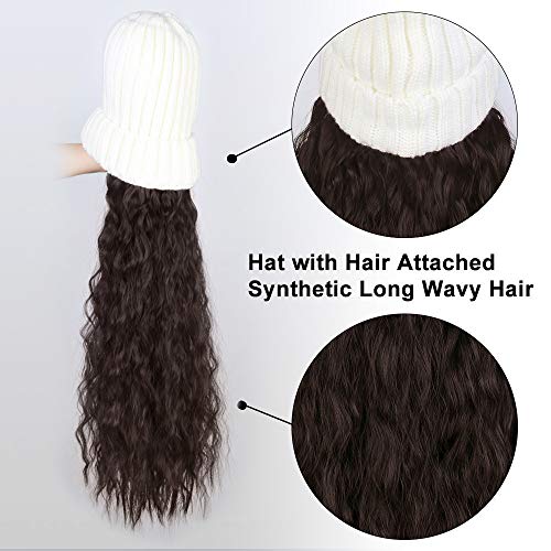 AISI BEAUTY Beanie Hat with Hair Attached Slouchy Winter Knit Hat