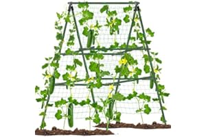 OUGEWOOD Cucumber Trellis, 63"X 32" Cucumber Trellis for Raised Bed Outdoor for Cucumbers Tomato, Peas, Vine and Climbing Plants Support