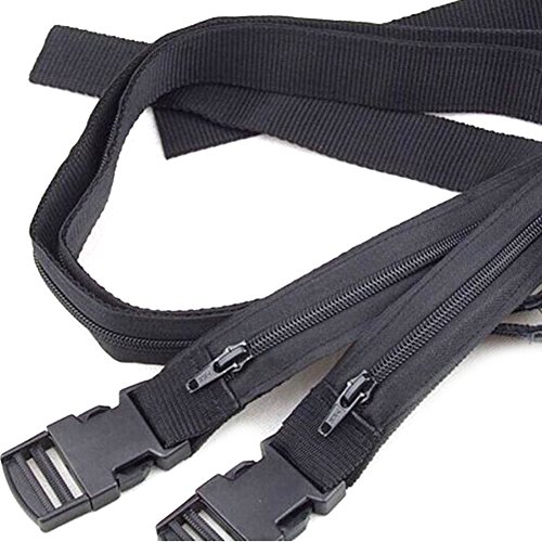 Travel Portable Security Belt Hidden Money Pouch - Non-Metal Buckle, Black