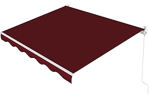 Paramondo Patio Awning Retractable Fully Assembled 13'x8.2', Manual Commercial Grade - Premium Quality 100% 280G Ployester Window Door Sunshade Shelter Deck Canopy Balcony, Burgundy
