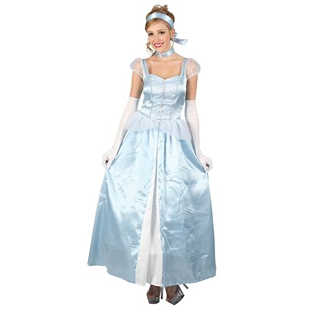 LADIES CINDERELLA COSTUME SWEET CINDERS PRINCESS LONG BLUE
