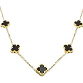 Aimétte Monette 18K Gold/Silver Plated Four Leaf Clover Necklace Dainty Non Tarnish Gold Necklace for Women Trendy Lucky Jewelry Gift Valentines Day Gifts