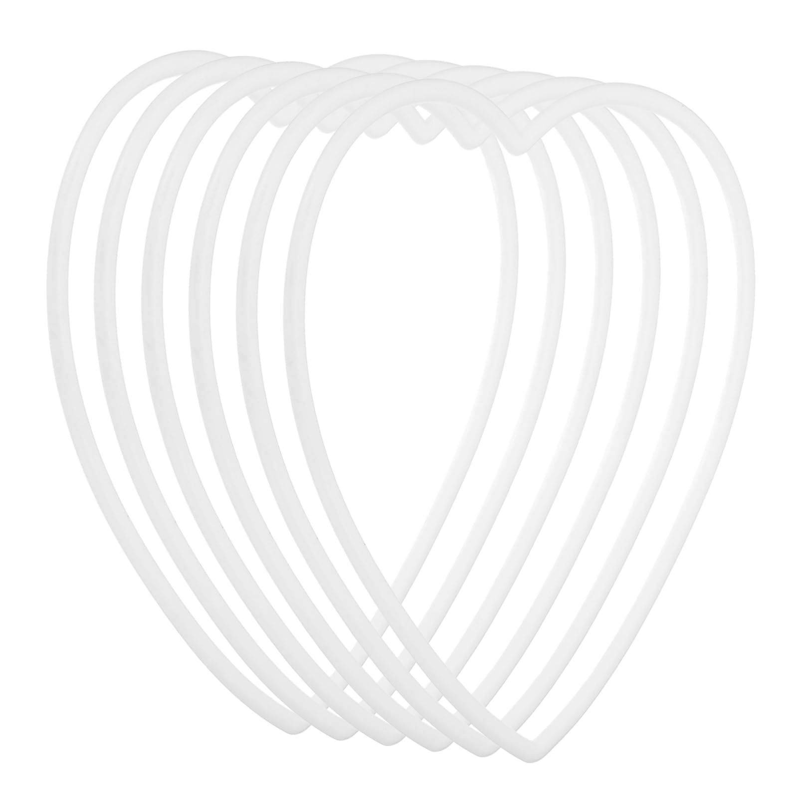 PATIKIL 10 Inch Heart Dream Catcher Rings, 6 Pcs Plastic Macrame Wreath Floral Ring Hoop for Home Car DIY Craft Wedding Wall Hanging Decorations, White