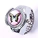 Eachbid Smart Applied Fantastic Child Lady Girl Steel Butterfly Elastic Quartz Finger Ring Watch Gift