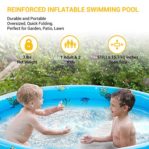 AsterOutdoor Kids Inflatable Swimming Pool 3 Rings Round Pools Baby