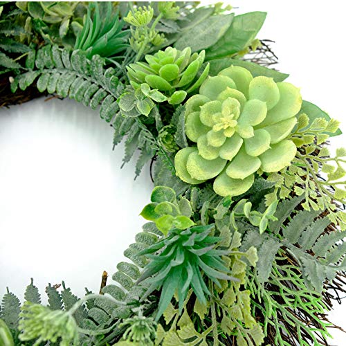 idyllic 22" Artificial Wreath Farmhouse Spring Greenery Succulent Wreath for Front Door Home Office Decoration with Leaves Swags and Garlands Real Twig Based