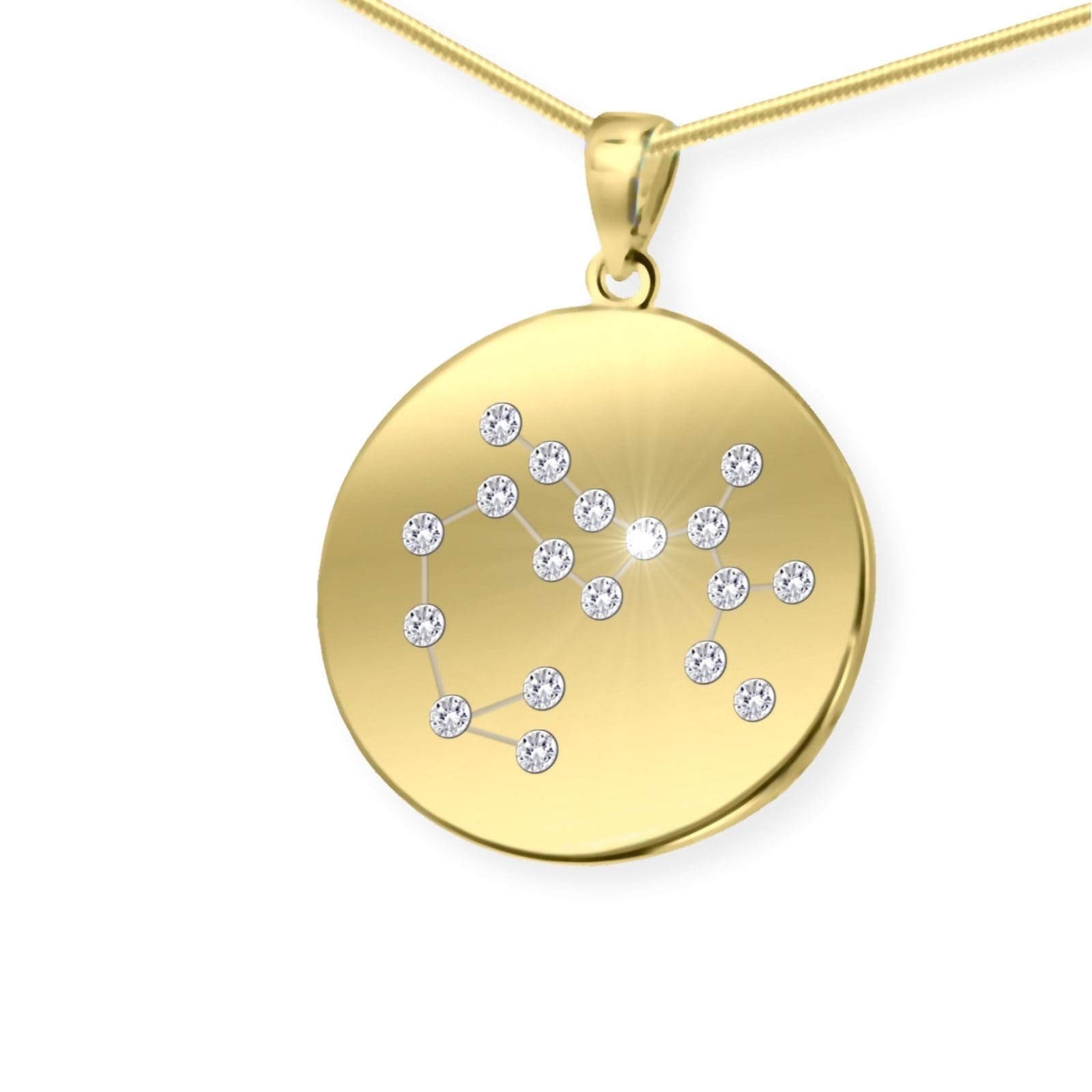 STERLL Gold Plated Silver Necklace With Sagittarius Zodiac Pendant Jewelry