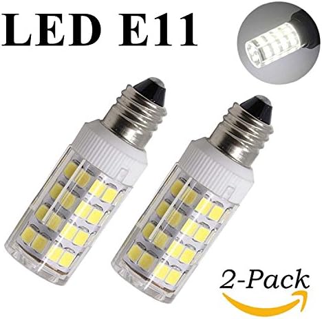 YSCS E11 LED Light Bulb, Mini Candelabra Base, AC 110V-130 Volt, 4W, 35W-45W Equivalent, Dimmable, Daylight White 6000K, Replaces T4 /T3 JD Type Clear E11 Light Bulb (Pack of 2)