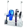 mDesign Over Door Bathroom Hair Care & Styling Tool Organizer Storage Basket for Hair Dryer, Flat Iron, Curling Wand…