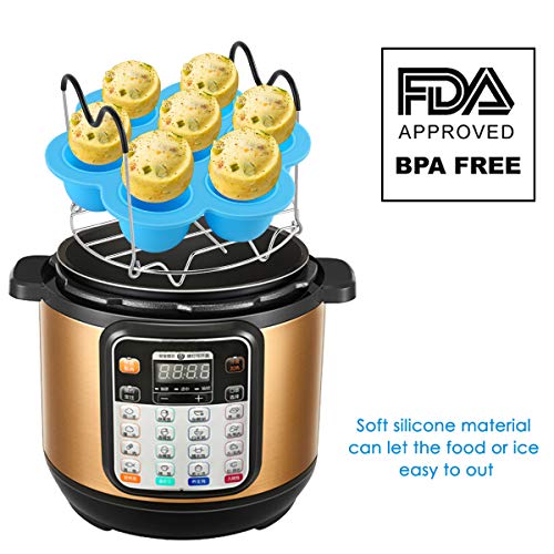 Silicone Egg Bites Molds Reusable Food Storage Container Baby Food Freezer with Lid Instant Pot Pressure Cooker Accessories (Blue) - Thumbnail 3