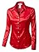 RK RUBY KARAT Womens Long Sleeve Satin Blouse with Cuffs
