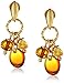 Amazon Collection Gold Plated Sterling Silver Rainbow Amber Dangle Earrings