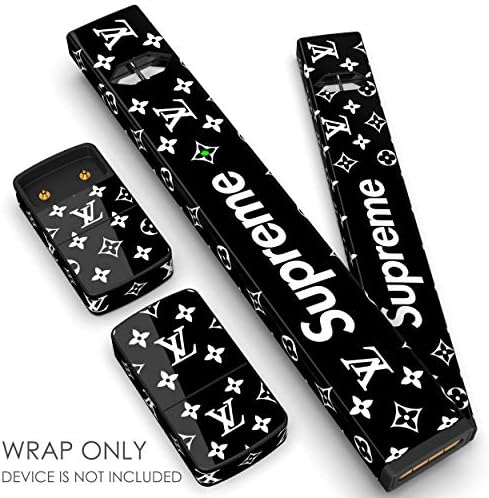 JUUL Skin - JUUL Wrap - JUUL Decal - JUUL Cover - JUUL Starter Kit Stickers - Pax JUUL Skin for Device Charger Pods - Original JUUL Vape Pen Accessories Skin (SupLV Black)