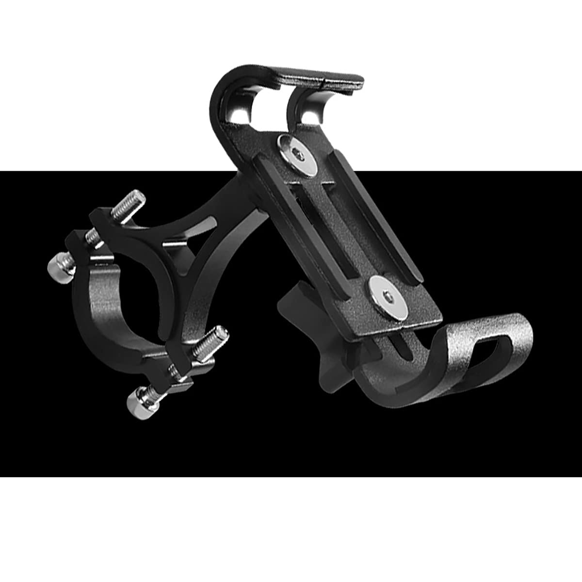 KANGKAI Aluminum Alloy Bicycle Phone Holder, 360 Degree Rotatable Universal Metal Motorcycle&Bike Mount Phone Holder for Bicycle, Suitable for 3.5" to 6.5" Phones and GPS BLACK — image 1