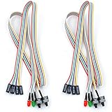 RION TECH 68cm ATX PC Desktop Case Power On Off Reset Switch Cable with 2 x LED Lights, Computer Case LED Light ATX Power Supply Reset HDD Switch Cable Red Green ATX Case Front Bezel Wire Kit(2 pcs)