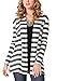 DREAGAL Women's Camel Suede Patch Striped Cardigan Gray Stripe, L