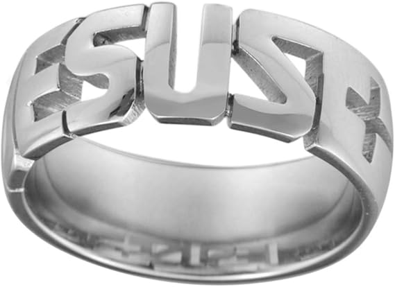 Amazon Sz 7 15 8mm 8mmステンレスウェディングエンゲージメントパーティースクールリングバンドイエスキリストキリスト宗教教会祈り神 ゴスペル リング 通販